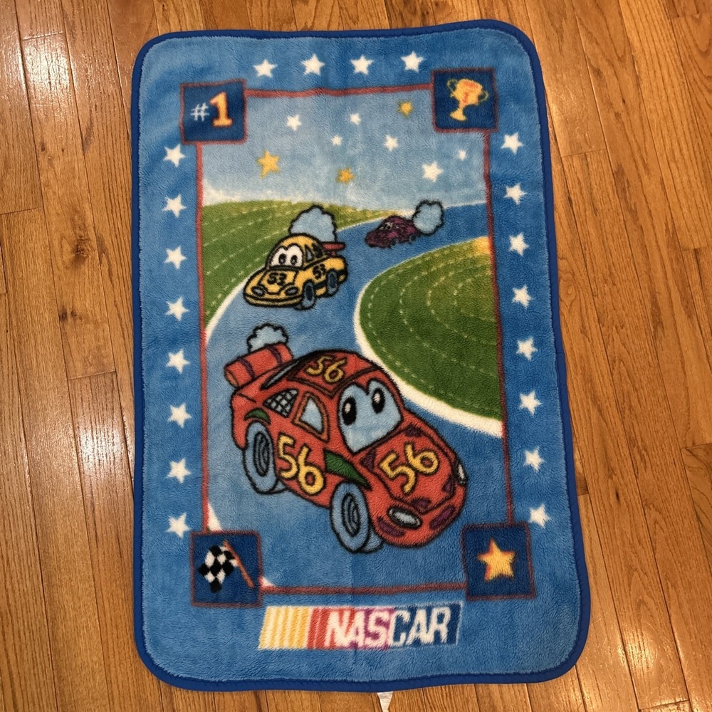 Children's Plush Blanket Cartoon NASCAR Racing Car Throw‎ Cozy Fluffy Warm Race